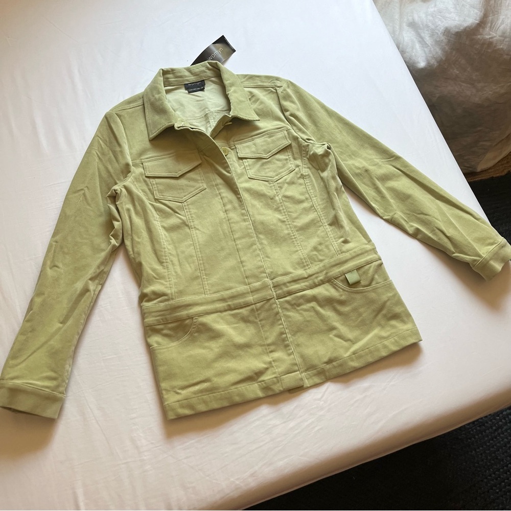 NWT WOMYN vintage light sage pistachio green corduroy cotton button up‎ jacket
